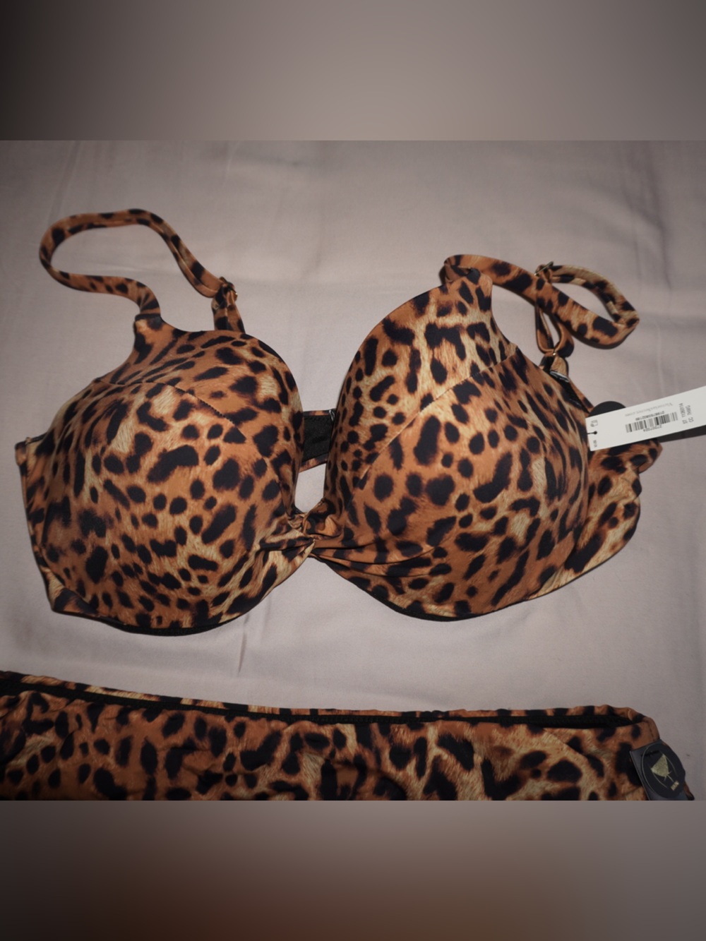 Victoria's Secret Leopard-Print Bikini Top in Brown and Black